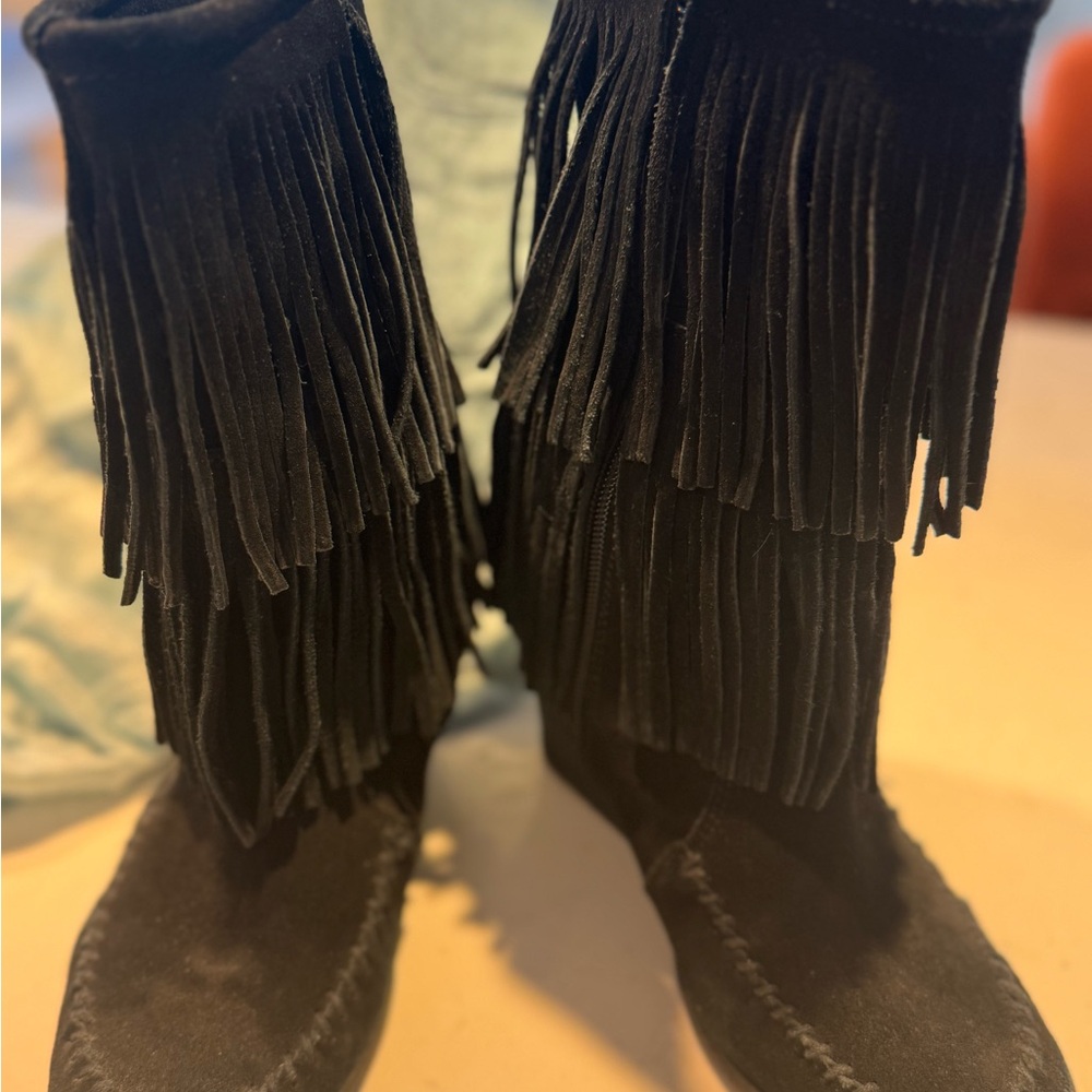 Black Fringe Boots